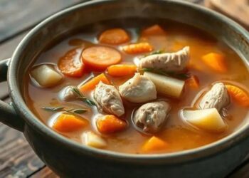 Sopa de legumes com frango caldo grosso: receita que aquece a alma em dias frios
