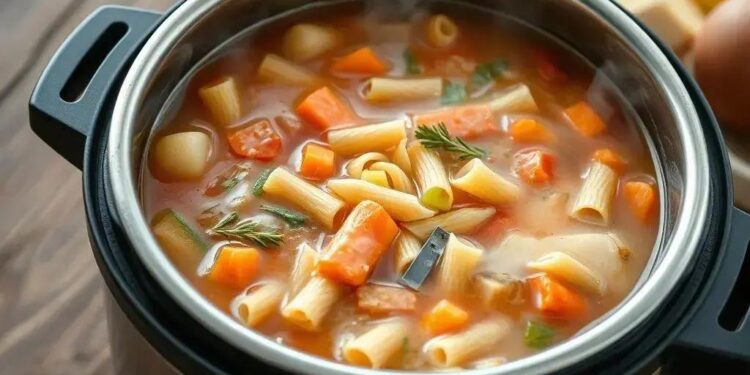 Sopa de legumes com macarrão na panela de pressão: receita rápida e nutritiva