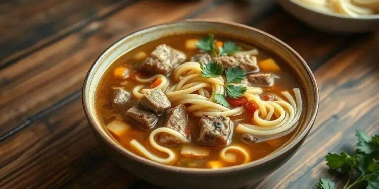 Sopa macarrao e carne: receita caseira que aquece o coração em dias frios