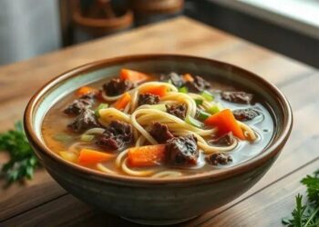 Sopa simples de macarrão com carne: receita caseira que aquece o coração em 30 minutos