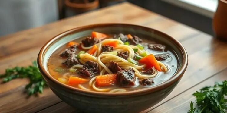 Sopa simples de macarrão com carne: receita caseira que aquece o coração em 30 minutos